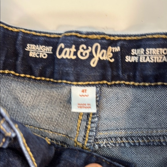 Cat & Jack Kids' Blue Jeans, super stretch, 4T, straight leg, adjustable waist - Picture 4 of 6